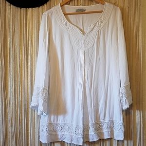 World Market detailed tunic in white